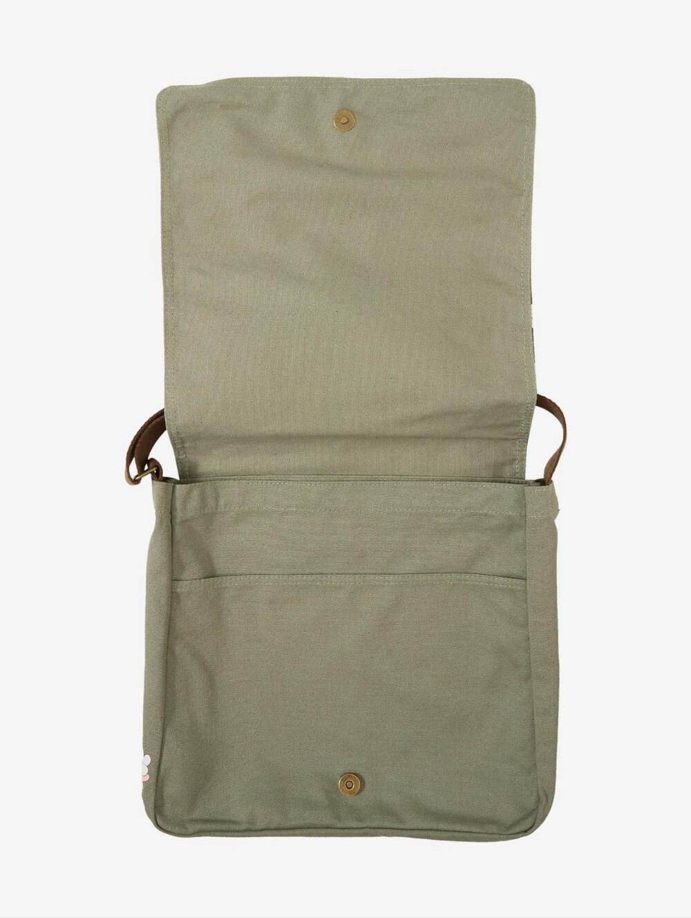 Studio Ghibli Sprite Olive Floral Canvas Crossbody Bag Brown Adjustable Strap - Picture 3 of 6